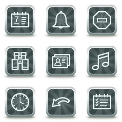 Organizer web icons, grey square buttons