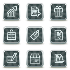 Shopping web icons set 1, grey square buttons