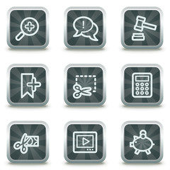 Shopping web icons set 3, grey square buttons