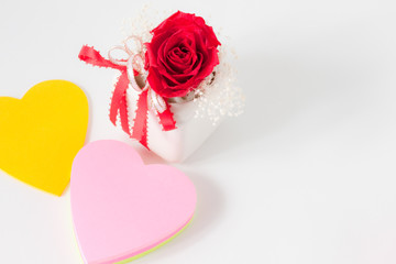 薔薇とハートのメッセージカード