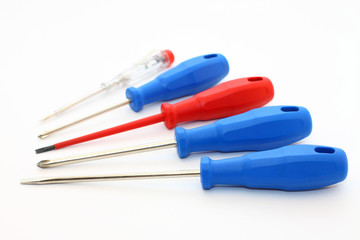 Screwdrivers on white background