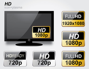 HD icons set + plasma tv
