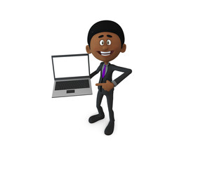 Black businessman and laptop