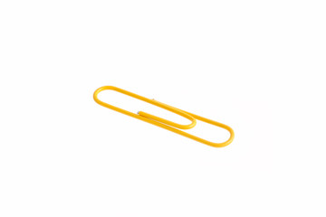 Yellow Paper clip isolated on white background