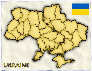 Ukraine political division national emblem flag map