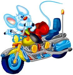Poster Im Rahmen Kaninchen auf dem Motorrad © cabo