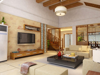 Modern design interior of living-room. render
