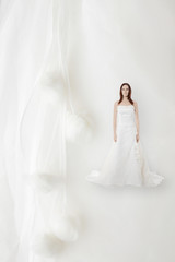 Fototapeta na wymiar Wedding card mannequin dress fluffy elements