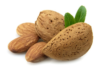 almonds with a leaf