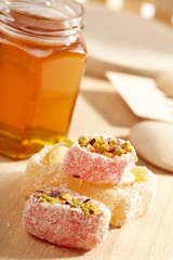 Honey with wood stick