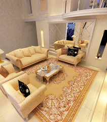 living room with modern style.3d render