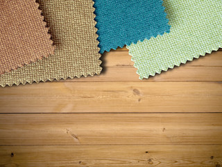 Fabric sample color on wood table