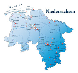 Niedersachsen Übersicht blau in SVG