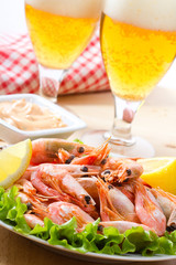shrimps and beer