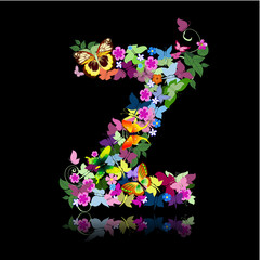 letter of flowers and a butterfly