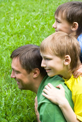 father  plays with children