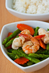 Thai food, Stir-fried asparagus with seafood