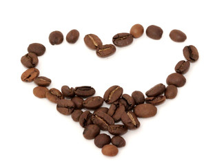 Heart of coffee beans