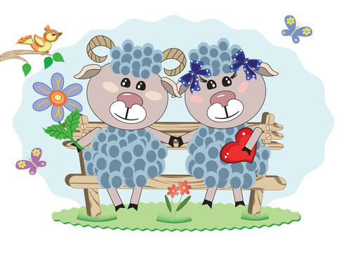 Two sheep at the bench