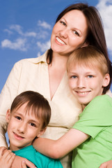 young mother with  children