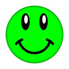 Green smiley face on a white background