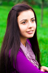 Fototapeta premium portrait of a beautiful young woman outdoor