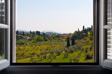 Landschaft in der Toskana (Blick aus dem Fenster)