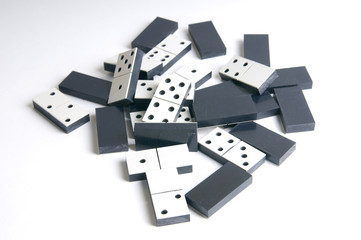 Heap of black and white dominos