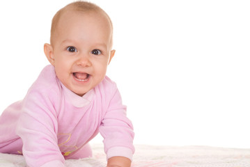 Fototapeta premium happy baby on a white