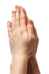 Obraz premium woman hands together symbolizing prayer and gratitude