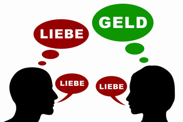 Mann und Frau Konzept - Liebe / Geld