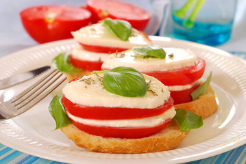 breakfast with mozzarella and tomato