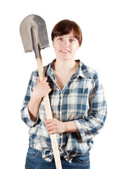 Female farmer with spade