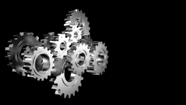 Silver Gears on Black