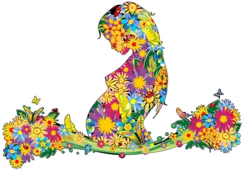 Foto op Plexiglas Moeder-Zwangere Vrouw Bloemen-Moederdag Bloemen-Vector © BluedarkArt