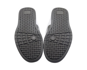 Sneakers soles upward