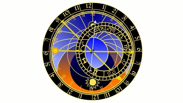 astronomical clock on white background