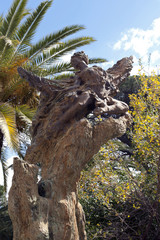 Detail of a bronze figure, Empedocles garden, Agrigento, Sicily