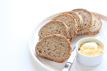 Wheat bread with butter