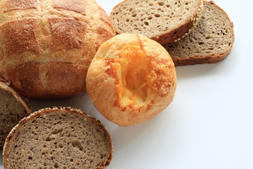 French bread on white background