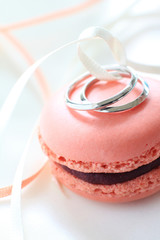Macaroon and wedding rings