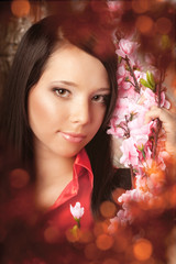 Fototapeta premium Beautiful girl in a luxurious vintage interior