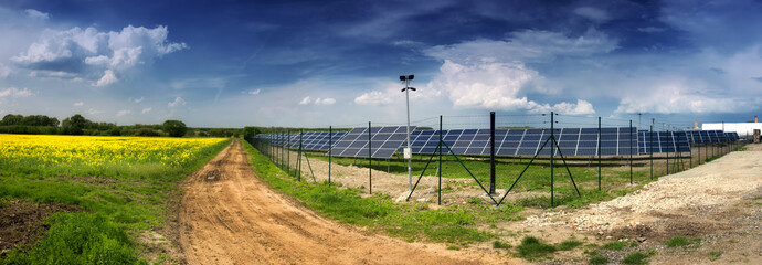 solar power plant in landscape