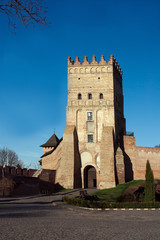 Fototapeta na wymiar Central tower of the Lubert castle in Lutsk, Ukraine.
