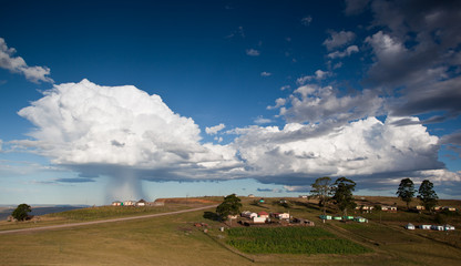 clouds over rural village