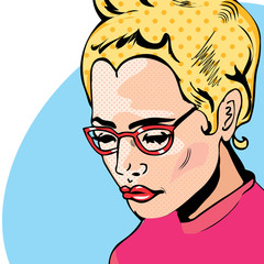 Pop Art Woman comic book style with dot