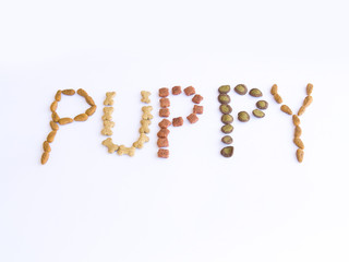 Dog Food Spelling Out the Word PUPPY
