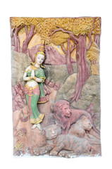 Obraz premium sculpture is made of a stone isolated on white background.