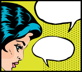 Pop art vector illustration of a woman