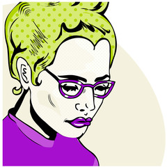 Pop Art Woman comic book style with dot